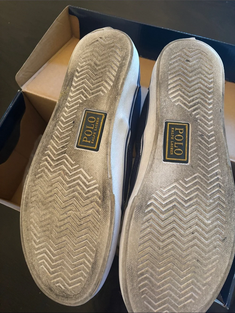 Polo by Ralph Lauren Navy Slip-On Sneakers with Embroidered Polo Bear
